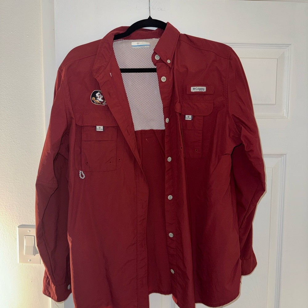 Columbia Men's Brick Red Casual Button Down Shirt